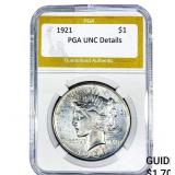 1921 Silver Peace Dollar PGA UNC Details