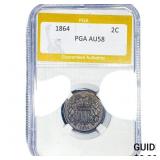 1864 2 Cents Shield PGA AU58