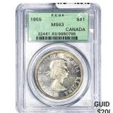 1955 Canada Silver Dollar PCGS
