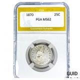 1870 Seated Liberty Quarter PGA MS62