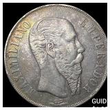 1866 Mexico Maximilian I Silver 1 Peso NEARLY UNCI