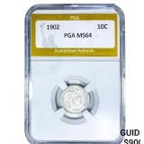 1902 Barber Dime PGA MS64