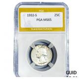 1932-S Washington Silver Quarter PGA MS65