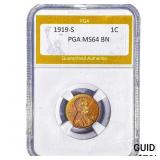 1919-S Wheat Cent PGA MS64 BN
