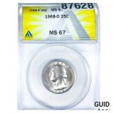 1968-D Washington Silver Quarter ANACS MS67