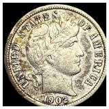 1902-O Silver Barber Dime NEARLY UNCIRCULATED