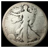 1921-D Silver Walking Liberty Half Dollar NICELY C
