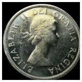 1958 Silver Dollar Canada British Columbia UNCIRCU