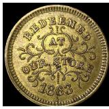 1863 Robinson & Ballou Grocers Token Troy NY CLOSE