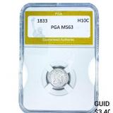 1833 Capped Bust Half Dime PGA MS63