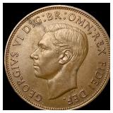 1950 Great Britain One Penny - George VI NEARLY UN