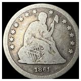 1861 Seated Liberty Silver Quarter NICELY CIRCULAT