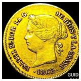 1868 Philippines Gold 1 Peso .0476 AGW