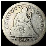 1854-O Silver Seated Liberty Quarter LIGHTLY CIRCU