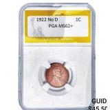 1922 No D Wheat Cent PGA MS62+