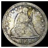 1857-O Silver Seated Liberty Quarter LIGHTLY CIRCU