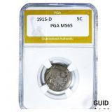 1915-D Buffalo Nickel PGA MS65