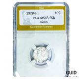 1928-S Mercury Silver Dime PGA MS63 FSB Large S