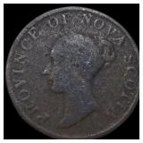 1843 Nova Scotia Copper 1/2 Penny Bank Token
