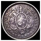 1885 FE Bolivia Silver 5 Centavos