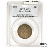 1908 Great Britain Copper 1/2 Penny PCGS VF30