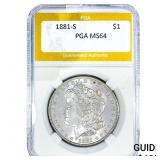 1881-S Morgan Silver Dollar PGA MS64