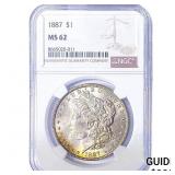1887 Morgan Silver Dollar NGC MS62