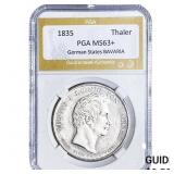 1835 German States BAVARIA Silver Thaler PGA MS63+