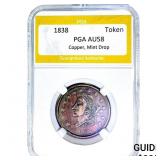 1838 Token Copper, Mint Drop PGA AU58