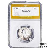 1932-S Washington Silver Quarter PGA MS61
