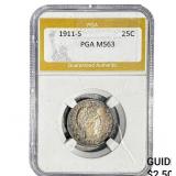 1911-S Barber Quarter PGA MS63