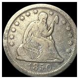 1850-O Silver Seated Liberty Quarter LIGHTLY  CIR