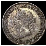 1893 Ceylon Silver 25 Cents Victoria TY 1