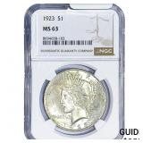 1923 Silver Peace Dollar NGC MS63