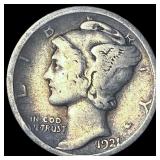 1921-D Silver Mercury Dime ABOUT UNCIRCULATED