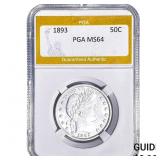 1893 Barber Half Dollar PGA MS64