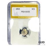 1854 Silver Three Cent PGA AU55