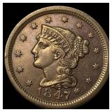 1847 Braided Hair Large Cent UNCIRCULATED