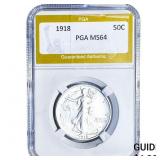 1918 Walking Liberty Half Dollar PGA MS64