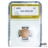1874 Indian Head Cent PGA MS63 RD