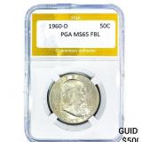 1960-D Franklin Half Dollar PGA MS65 FBL