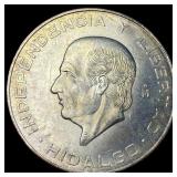1956 Silver 10 Pesos Mexico 28.888g M Mint Mark UN