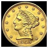 1905 Liberty Head Gold Quarter Eagle $2.50 UNCIRCU