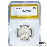 1936-D Washington Silver Quarter PGA MS63