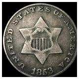 1853 Silver Three-Cent Piece NEARLY UNCIRCULATED