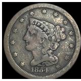 1854 Braided Hair Half Cent LIGHTLY CIRCULATED