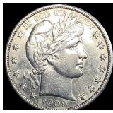 1909 Silver Barber Half Dollar UNCIRCULATED