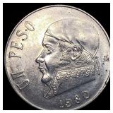 1980 Mexico Copper Nickel 1 Peso Closed 8