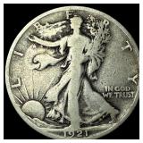 1921-S Silver Walking Liberty Half Dollar LIGHTLY