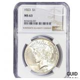 1923 Silver Peace Dollar NGC MS63